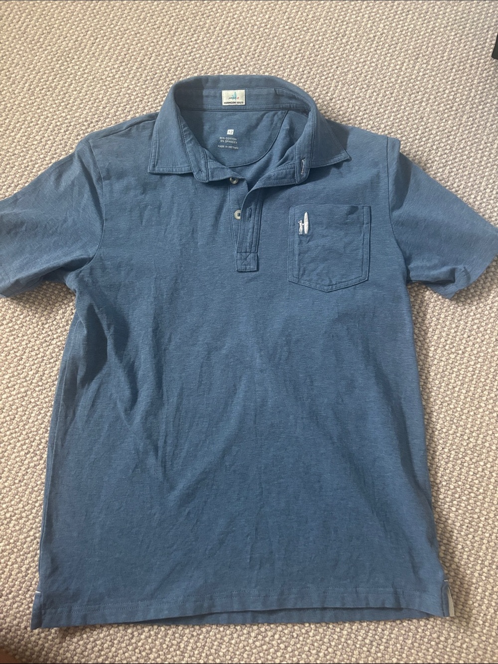 johnnie-O Indigo Short-Sleeve Polo with Chest Pocket